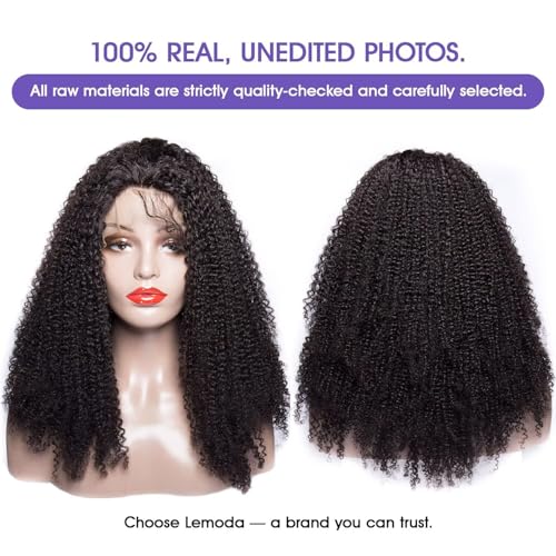 Lemoda 13x4 Burmese Kinky Curly Lace Front Human Hair Wigs Outlets Sale 210% 24Inch Deep Curly 13x4 HD Transparent Lace Frontal Wigs For Women Pre Plucked