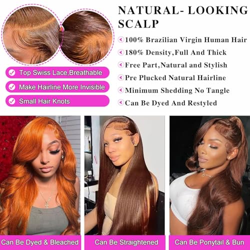 Chocolate Brown Lace Front Wigs Human Hair Body Wave 26 Inch #4 13x4 HD Transparent Brown Lace Front Wig Human Hair Wear and Go Glueless Wig Pre Plucked Colored HD Lace Frontal Wigs For Black Women
