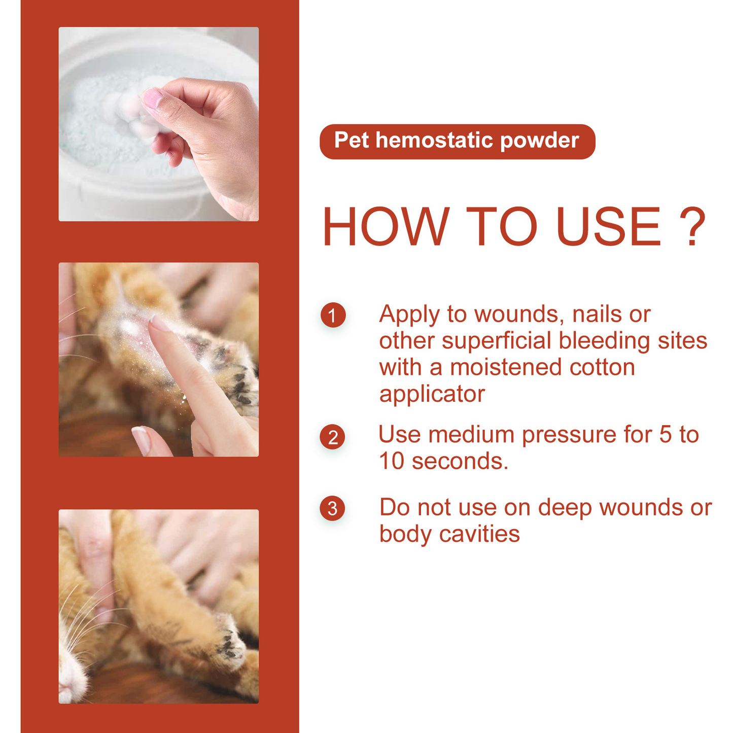 Pet Hemostatic Powder for Dogs and Cats - Fast Bleeding Stop Wound Care 50g