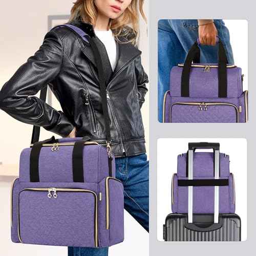 LUXJA Large Tattoo Travel Case with 3 Removable Pouches, Tattoo Supplies Organizer for Tattoo Stencil Printer and Tattoo Kit, Purple