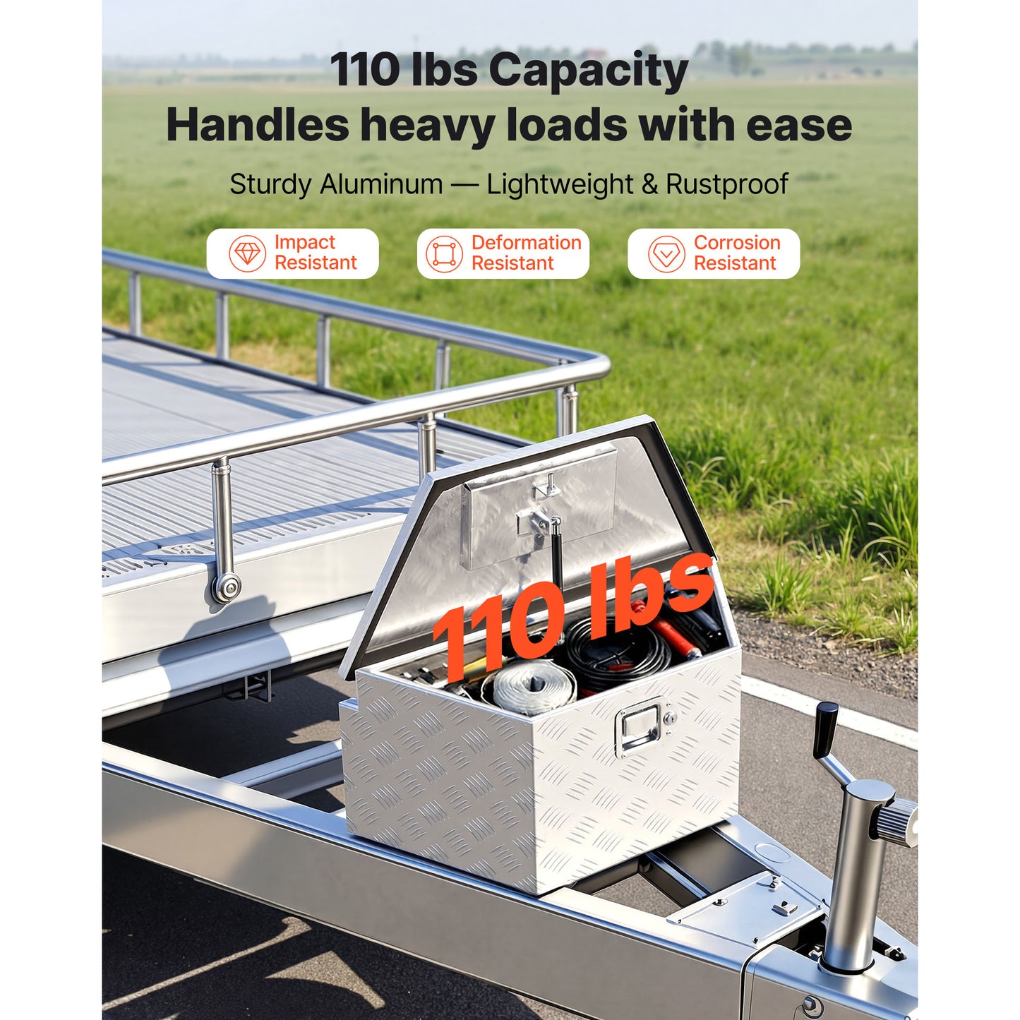 Aluminum Trailer Tongue Box 26x13x12 Heavy Duty Locking Storage Chest