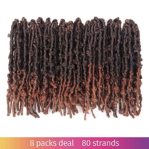 TOYOTRESS Butterfly Locs Crochet Hair - 10 inch 8 Pcs Pre-twisted Distressed Crochet Braids Pre-looped Synthetic Braiding Hair Extensions (10 Inch,T30)
