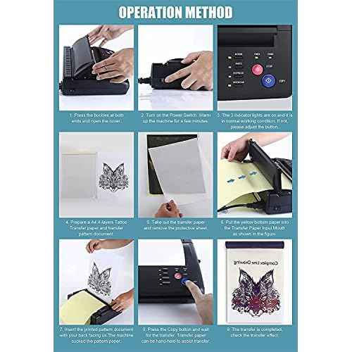 Tattoo Transfer Stencil Machine Copier Printer Thermal Tattoo Kit Copier Printer With 20pcs Tattoo Stencil Transfer Paper, Black£¨ Not Wireless£©