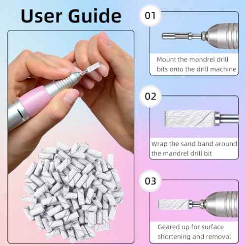 100 Pcs (180 Grit White) Small Sanding Bands Nail Drill Bit,Nail Drill Bits,Extreme Fine Grit Mini Sanding Band,Nail Bits,Upgrade 3.1mm Mandrel Bits,Professional Nail Drill Bit for Acrylic Nails