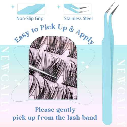 Lash Clusters Kit Wispy Natural Cluster Eyelash Extension Kit DIY Lash Extension Kit C-curly 10-16MM Eyelash Clusters Volume Individual Lashes Kit by Newcally