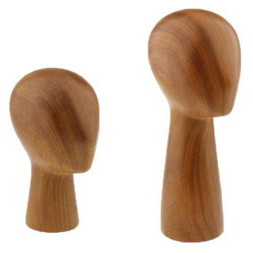 Abstract GFRP imitation Wooden Mannequin Manikin Head Model Hair Wigs Hat Display Holder Stand Rack Block Shop Home Decor Sculpture(L)
