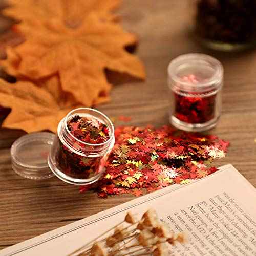Maitys 10 Boxes Fall Nail Art Sequins Maple Leaves Nail Glitters 3D Autumn Glitter Flakes Thanksgiving Maple Leaf Sequins Decor Holographic Design Decals for Women DIY Decoration