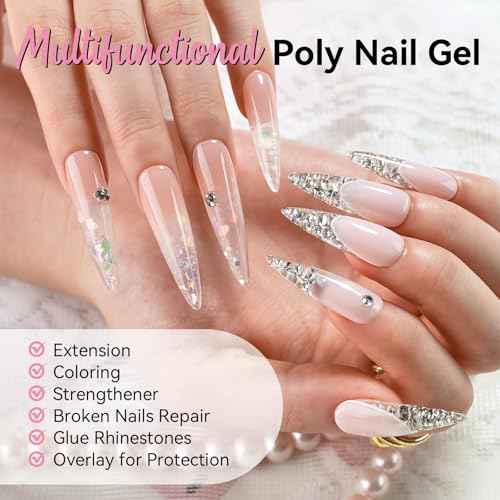 Makartt Poly Nail Gel: Clear 50ML Gel Builder for Natural-Looking Strengthener 3D Molding Gel for Trendy Nail Art-Long-Lasting and Easy to Use Supplies