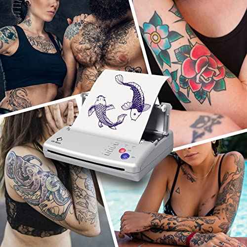LifeBasis Tattoo Stencil Transfer Machine Professional Thermal Stencil Printer for Men and Women with 20pcs Tattoo Stencil Transfer Paper Silver