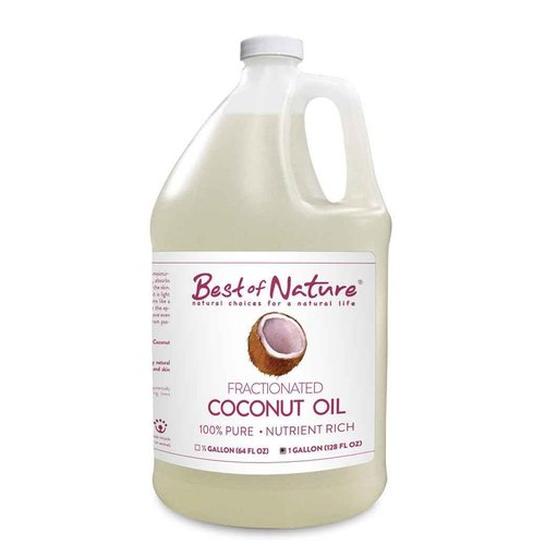 Best of Nature 100% Pure Fractionated Coconut Oil - Natural Massage Oil, Unscented Moisturizer for Men and Women, for Skincare and Hair Care, Carrier for Essential Oils, Gallon (128 fl oz)
