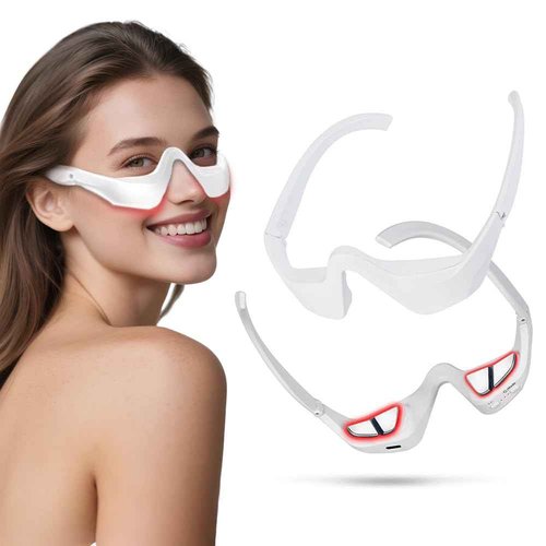 Red Light & Microcurrent Eye Massager – 3D Contour Under-Eye Device for Dark Circles, Puffiness, Fine Lines & Wrinkles – Rechargeable Anti-Aging Eye Therapy Glasses