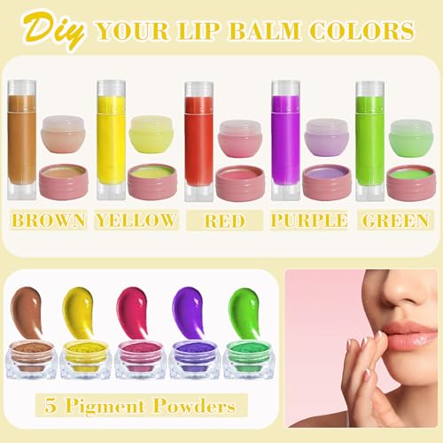DIY Lip Balm Making Kit for Adults to Make Your Own Moisturizing Lip Balms with Natural Beeswax, Lip Base Oil, Essential Oil, Empty Lip Balm Tubes Jars, Birthday Christmas Mother¡¯s Day Gift