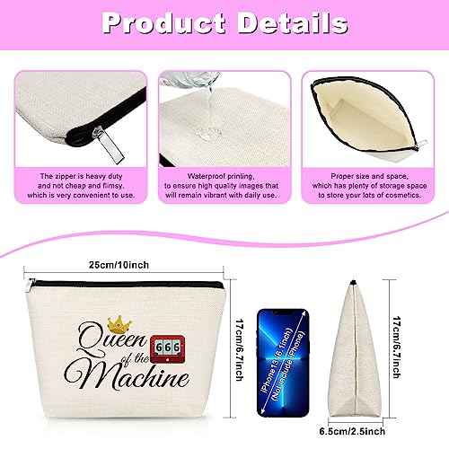 Casino Lover Gifts Funny Gambler Gifts for Women Slot Machine Makeup Bag Cosmetic Bag Good Luck Gift Christmas Easter Casino Club Gift for Gambler Friends Her Gambling Travel Toiletry Pouch