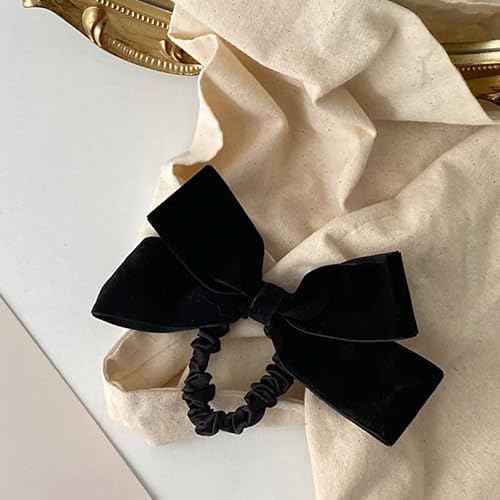 Velvet Scrunchies with Bow and Rubber Bands - Hair Ties, Ponytail Holders, and Hair Accessories for Girls and Women