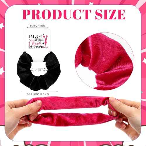 24 Sets Cheerleader Gifts Bulk Velvet Scrunchies Cheer Elastic Hair Scrunchy Cheer Stuff Cheerleader Gifts for Cheerleading Teams Birthday Party (Hot Pink, Black)