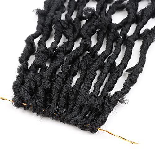 6 Packs 12 Inch Butterfly Faux Locs Crochet Hair for Black Women Distressed Faux Locs Pre looped Pre-twisted Braids (12 inch 6 pack, 1b)