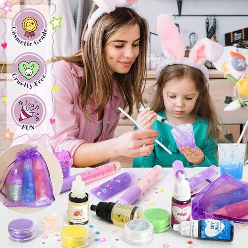 Jcoos Lip Gloss Making Kit, 66PCS DIY Lip Glosses Set to Make Your Own Lip Stick, Fun Craft Makeup Lipglosses, All-Inclusive Moisturizing Handmade Lip Glaze Supplies Set for Beginner Women Girls