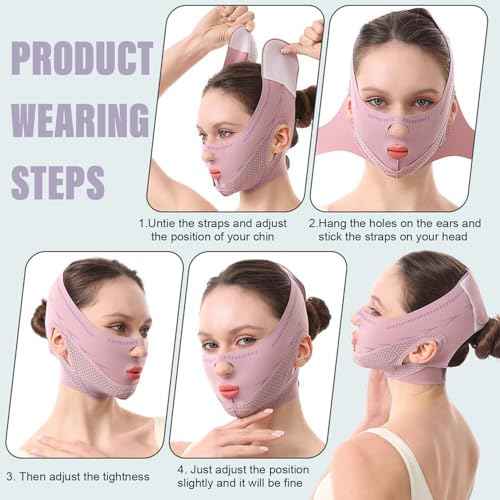 Chin Strap For Sleeping Face Lift, Double Chin Reducer, Reusable 3D V Line Lifting Mask, Graphene Breathable Lce Silk Face Lift Mask for Double Chin Reduction, Facial Contouring & Sagging Cheeks