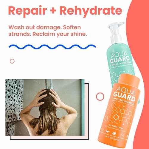 AQUA GUARD Swim Hair Rescue Bundle | Pre-Swim Protection & Post-Swim Repair Kit | Includes Hair Defense, Shampoo, Conditioner, Detangler, Hair Mask & SPF Skin Defense | Chlorine Care For Swimmers