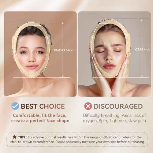 Reusable V Line Silicone Face Strap, Soft Silicone Chin Strap for Women 23-27 Inches (Skin yellow)