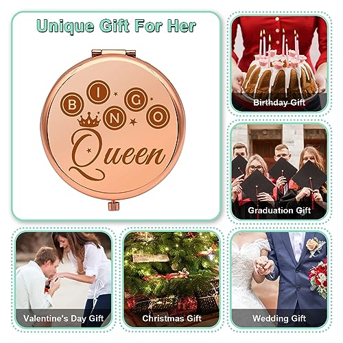 Bingo Player Gift for Women Travel Makeup Mirror Bingo Lover Gifts Bingos Gifts for Girls Bingos Game Gift Casino Lover Presents Gambler Bingoing Themed Folding Makeup Mirror Birthday Graduation