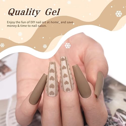 JR 9pcs 15ml Fall Gel Nail Polish Set Brown Earth Red Pink Gel Polish Kit UV Soak Off Polish Nail Art Manicure Salon Home DIY Gift C