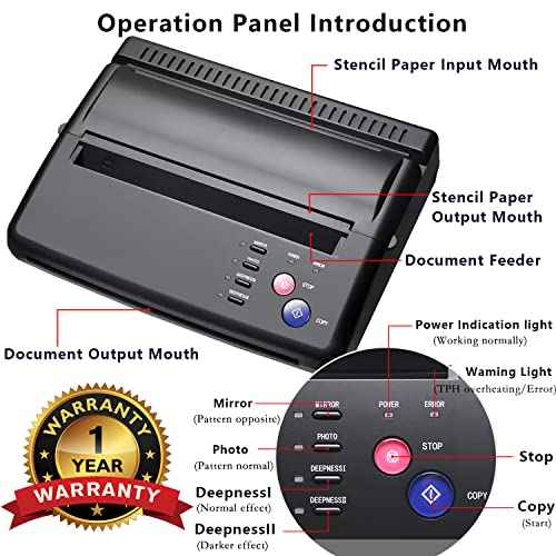 Tattoo Transfer Stencil Printer, with 20PCS Transfer Paper, Thermal Copier Machine for Tattoo Transfer Temporary and Permanent Tattoos,Black