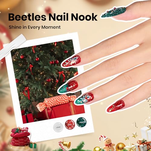 Beetles Gel Nail Polish Gift Set? Christmas Kaleidoscope 100 Vibrant Colors with Base & Top Coats Glitter Matte Glossy Finishes Cat Eye Pearl Nail Polish Nail Art Gift for Women Salon Home DIY Use