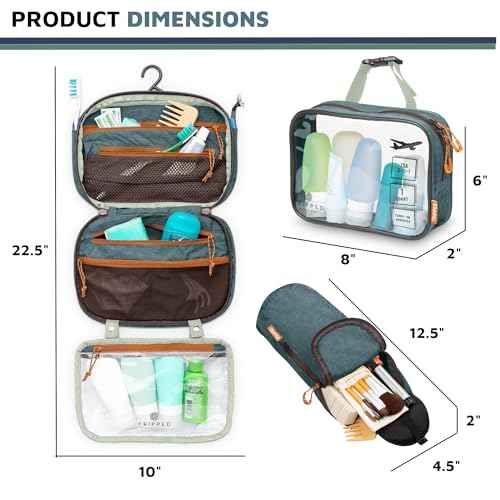 Toiletry Bag Kit Set: Hanging Travel Toiletry Bag + 311 TSA Cosmetic Liquid Bag + Ultralight Accessory Organizer Pouch