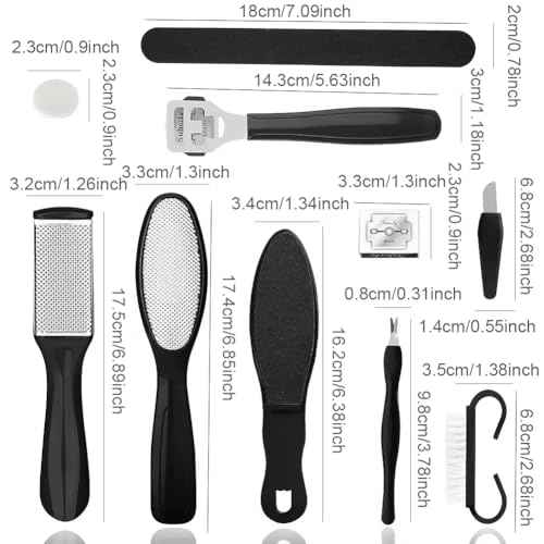 Professional Pedicure Foot Spa Set,10 in 1 Pedicure Set for Feet, Stainless Steel Foot Care Kit(Black)