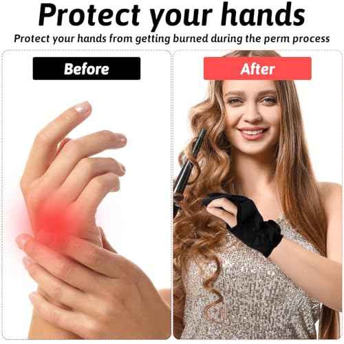 2pcs Heat Resistant Gloves for Hair Styling Curling Wand Professional 3 Finger Mittens Glove Iron Barber Glove Reusable Straightener Heat Protector Glove Curling Wand Flat Iron Hot Protection Gloves