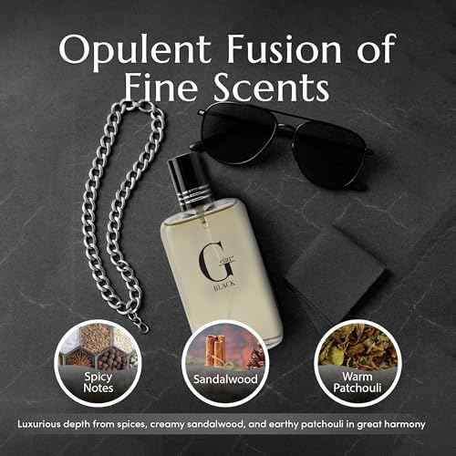 PB ParfumsBelcam G e?u Black Eau De Toilette Spray for Men ? 100 mL Affordable, Long-Lasting Fresh Aquatic Fragrance & Spicy Aquatic Scent with Sandalwood & Patchouli for Day & Night Use