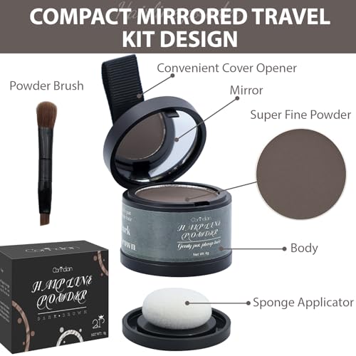 2 Pack Hairline Powder for Women and Men, Used to Root Touch Up Hair Color, Thinning and Gray Hair Coverage and Bald Spots Coverage, Dark Brown