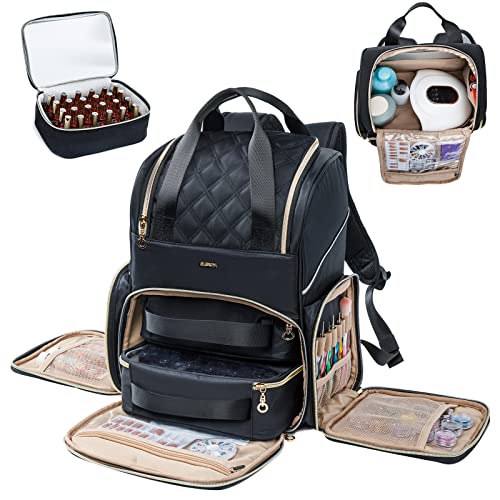 Nail Polish Organizer Backpack Holds 48 Bottles (0.5 Fl Oz) and a Nail Dryer, Nail Polish Storage Bag With 2 Removable Boxes for Nail Suppliers,Nail Kit, Gel Polish