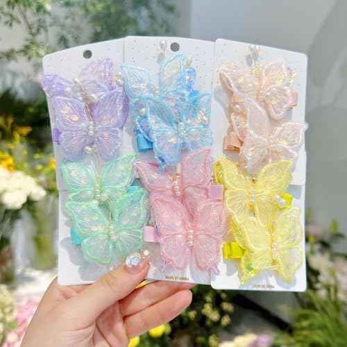 12 PCS Girls Butterfly Hair Clips,with pearl Glitter Barrettes Butterfly Non-Slip Hair Clips,Girls Hair Accessories for Birthday Christmas Day Gift