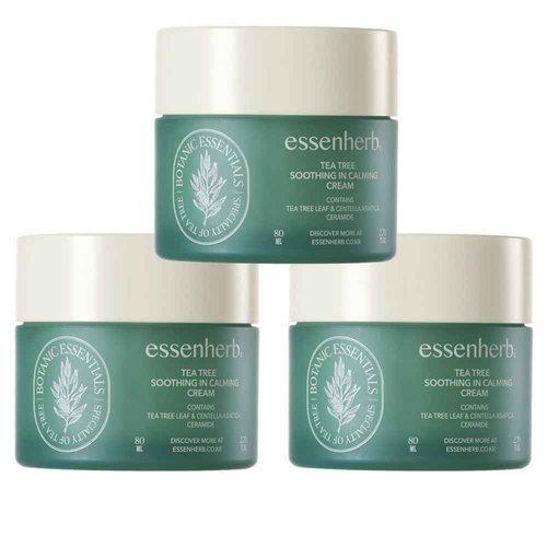 ESSENHERB Tea Tree Soothing In Calming Cream | Tea Tree Moisturizer | Calming Cream for Dry, Sensitive, All Skin Types, Korean Skincare (2.70oz * 3 Pack)