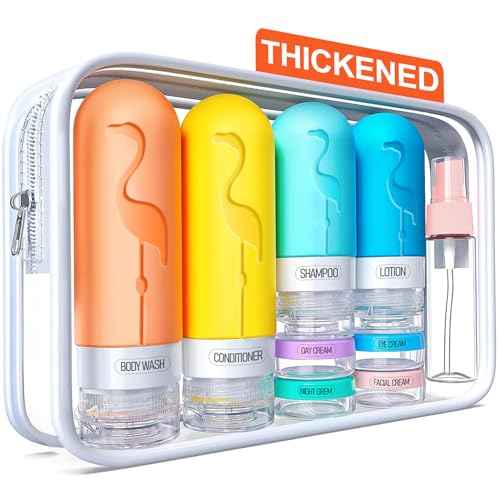 Empty 3 oz Travel Size Bottles Toiletries Containers for Toiletries Liquids£¬Small Silicone Mini Refillable Leak Proof TSA Approved Travel Bottles for Creams Shampoo and Conditioner Traveling