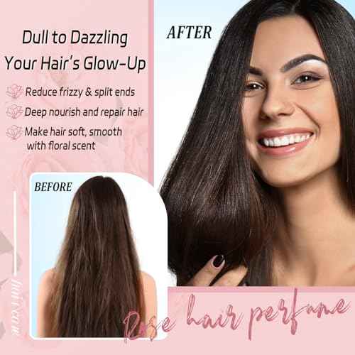 Hair Perfume for Women, Pheromones Perfumes Oil & Hair Shine Body Spray With Long-Lasting Rose Floral Fragrance, Nourishing & Hydrating Portable Daily Rose Body Mist, Light Perfume Gift for Women 50ML