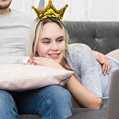 Totelux Crown Headband Sequins Hair Bands Women Girls Hair Accessories for Birthday Party Favors Hair Decoration Supplies
