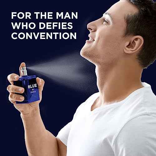 NovoGlow Blue De Paris For Men - 3.4 Fl. Oz. 100ml Men's Perfume Carrying Pouch - Refreshing Combination of Woody Floral & Fruity Scents - Masculine Scent Lasts All Day A Gift for Any Occasion