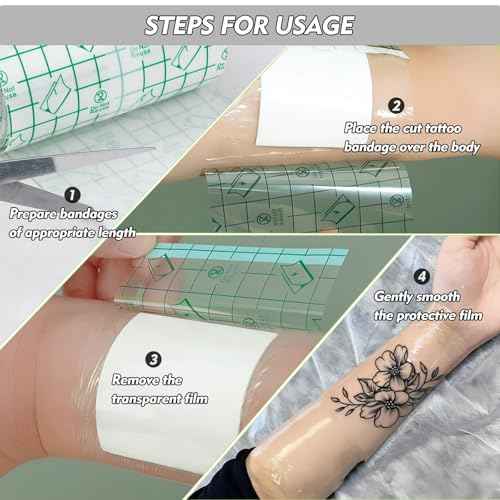 Rayyl Tattoo Aftercare Bandage Second Skin Covers Roll 6" x 2 Yard - Tattoo Waterproof Film Aftercare Bandage Waterproof, Second Skin Cover up Tape Transparent Film Healing Protective (6" x 2 Yard)