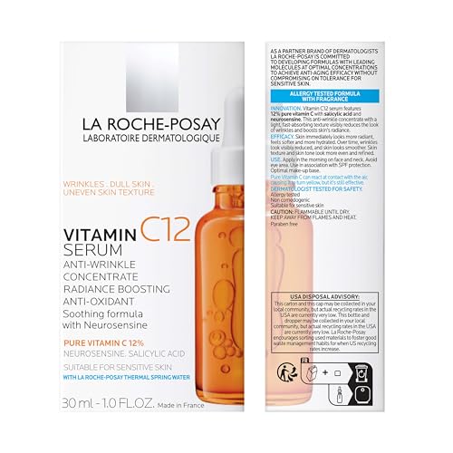 Bundle of La Roche-Posay Pure Vitamin C Serum For Face With Hyaluronic Acid & Salicylic Acid, Hydrating & Brightening Serum + Anthelios UV Tone Sunscreen SPF 50, Daily Sunscreen for Uneven Skin