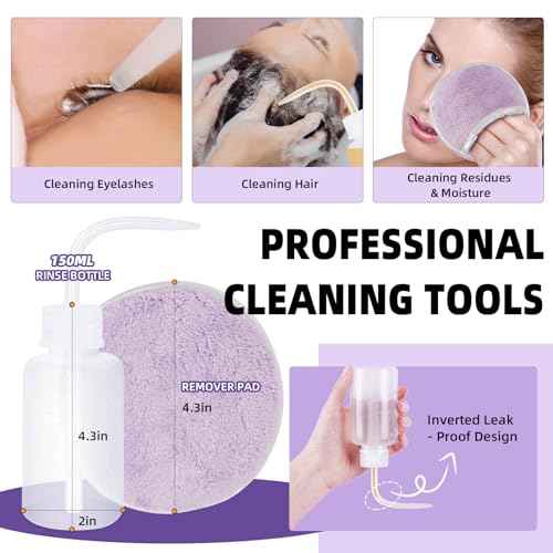 Lash Shampoo Kit Lash Cleaning Kit 50ML Lash Bath Kit Lash Wash for Eyelash Extensions Lash Remover Mascara Brush with Hairband Portable Eyelash Cleanser for Home Use (50ML Shampoo Kit)
