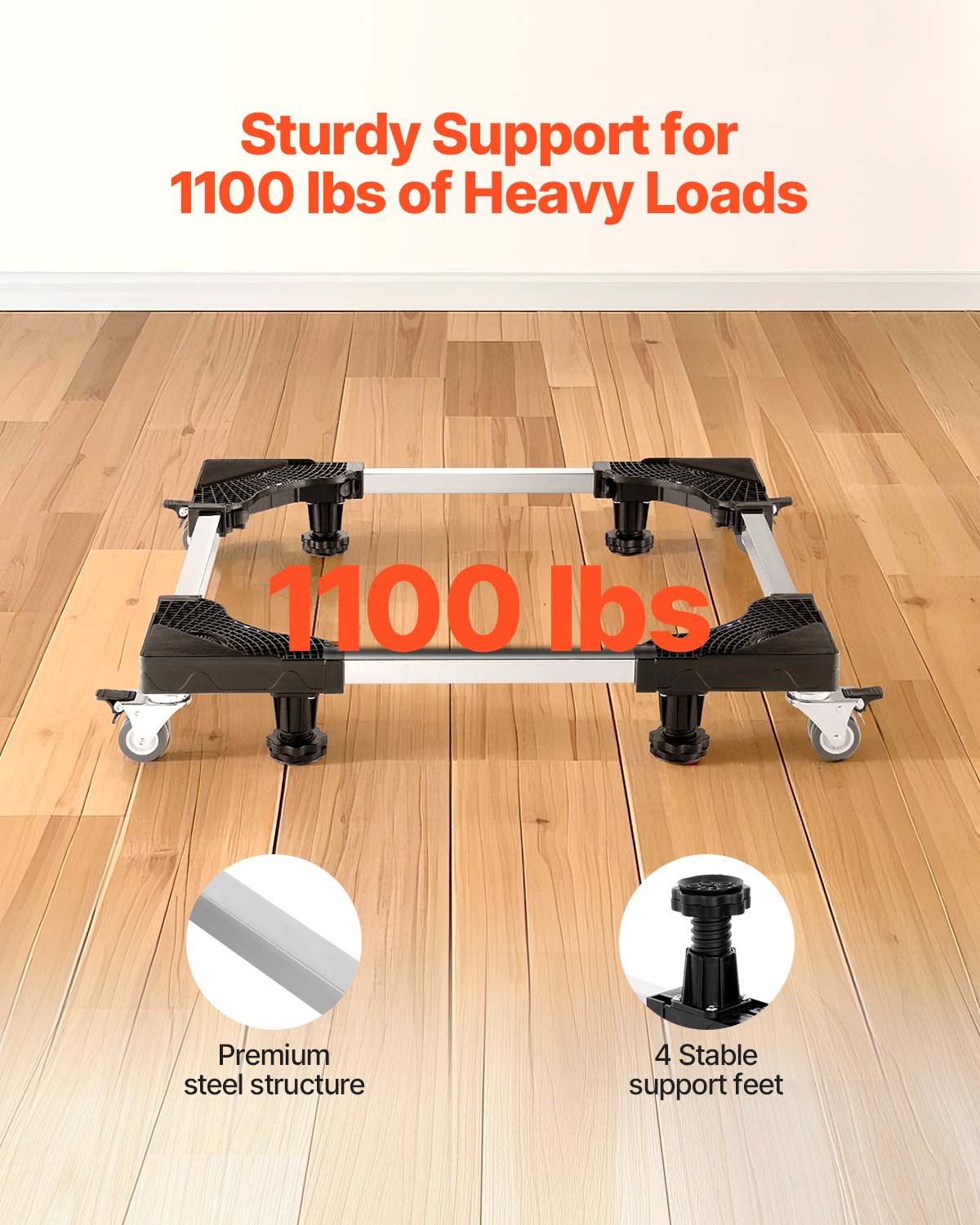 Heavy-Duty Adjustable Mobile Furniture Dolly for Appliances - Black