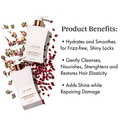 Joon Moisturizing Trio Set | 1.1oz Saffron Hair Elixir, 10.1oz Saffron Rose Shampoo and Conditioner