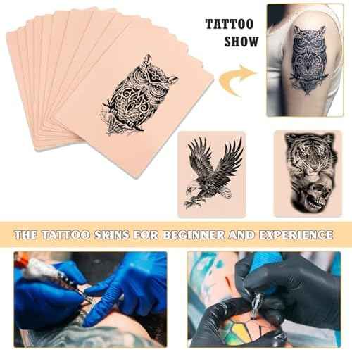 Tattoo Skin Practice - Jconly 10Pcs Blank Tattoo Fake Skin Double Sides Tattoo Practice Skin 7.4x5.6" Tattooing and Microblading Eyebrow Practice Skin for Beginners and Experienced Artists