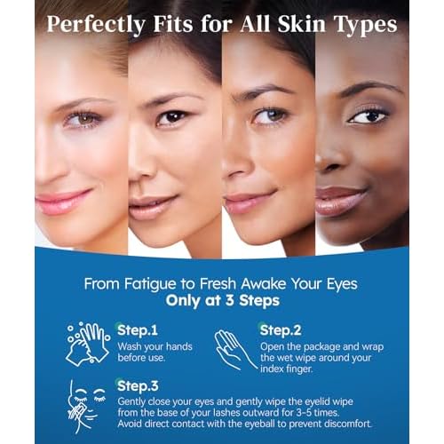 Eyelid Cleansing Wipes for Dry Eye & Blepharitis, Tea Tree Oil Hypoallergenic Eye Wipes for Sensitive Itchy Eyes, Individually Wrapped Eyelid WipesTravel Essentials (30 Count)