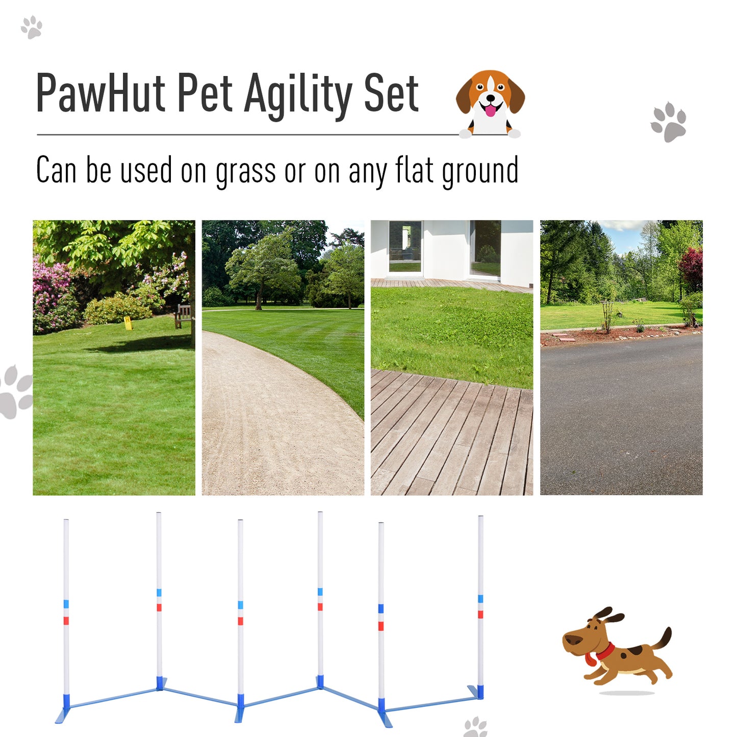 Dog Agility Weave Pole Set for Training & Exercise - Outdoor Pet Kit