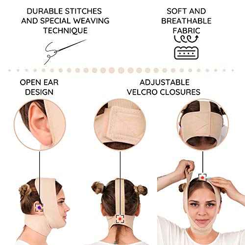 IKIDO Post Surgery Neck and Chin Compression Garment Wrap Bandage for Women, Face Slimmer