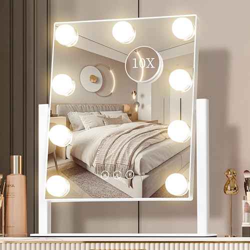 Vanity Mirror with Lights, Makeup Mirror with Lights,3 Color Lighting Modes Detachable 10X Magnification Mirror Touch Control,360¡ÆRotation, White.